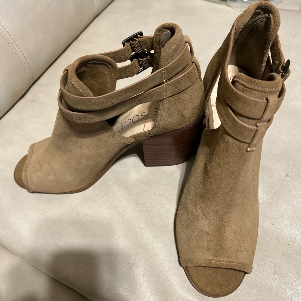 Sole Society Brown Peep-Toe Heeled Boots